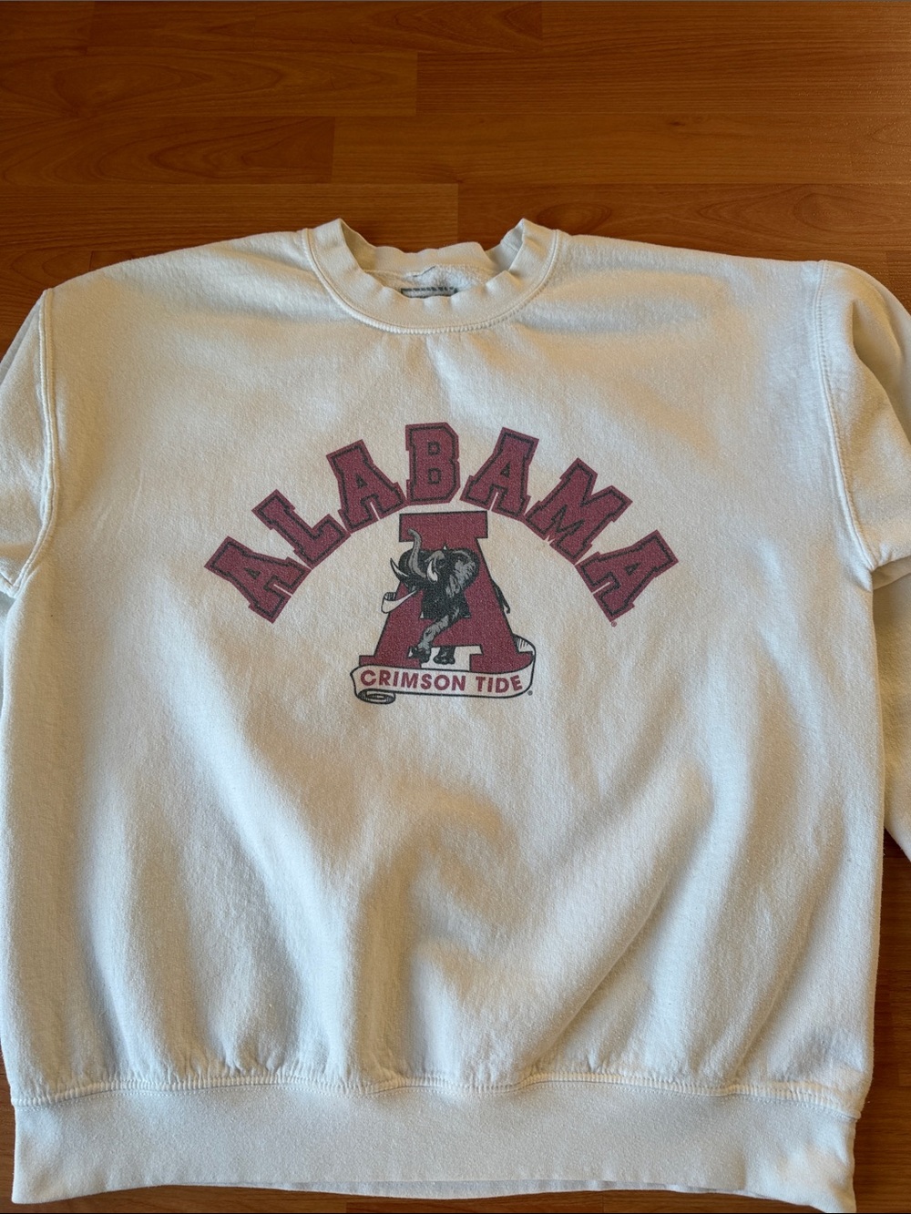 Alabama Crimson Tide White Crewneck Vintage Style Sweatshirt Size Large